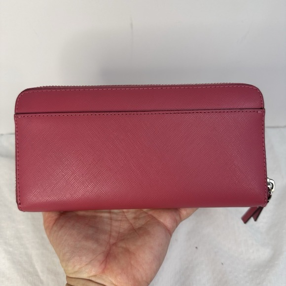 Pink Coach Wallet Darcy Bow Accordion Zip Pink Leather Zip Around Clutch - Picture 6 of 16